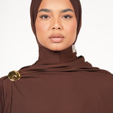 JERSEY DRESS DARK BROWN